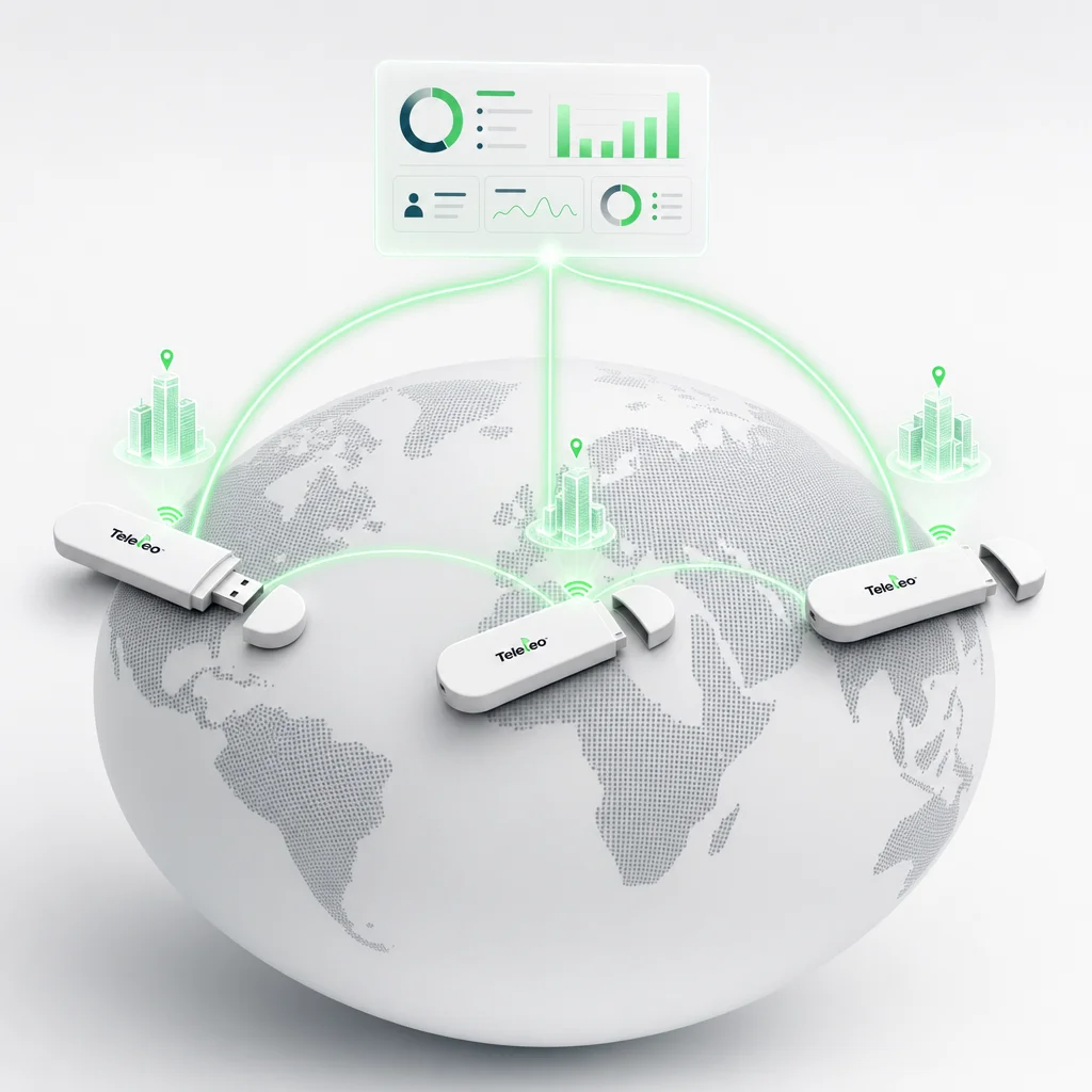 Globe with three Teleleo modems unified into one global communication system