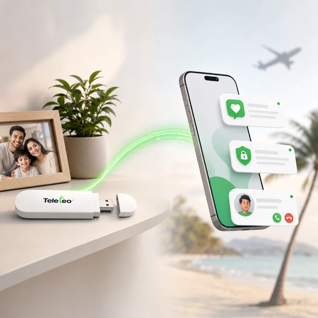 Teleleo modem at home, your phone number reaches you anywhere life takes you