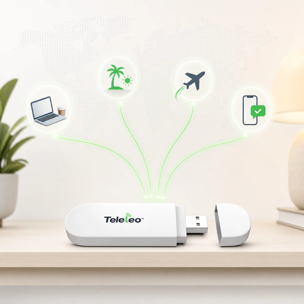Teleleo modem at home, your number reaching you wherever you work